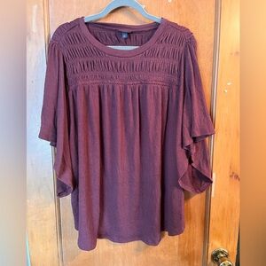 Torrid Cape Sleeve Top Burgundy 2x
